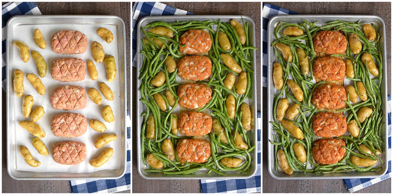 Step by step sheet pan turkey meatloaf preparation