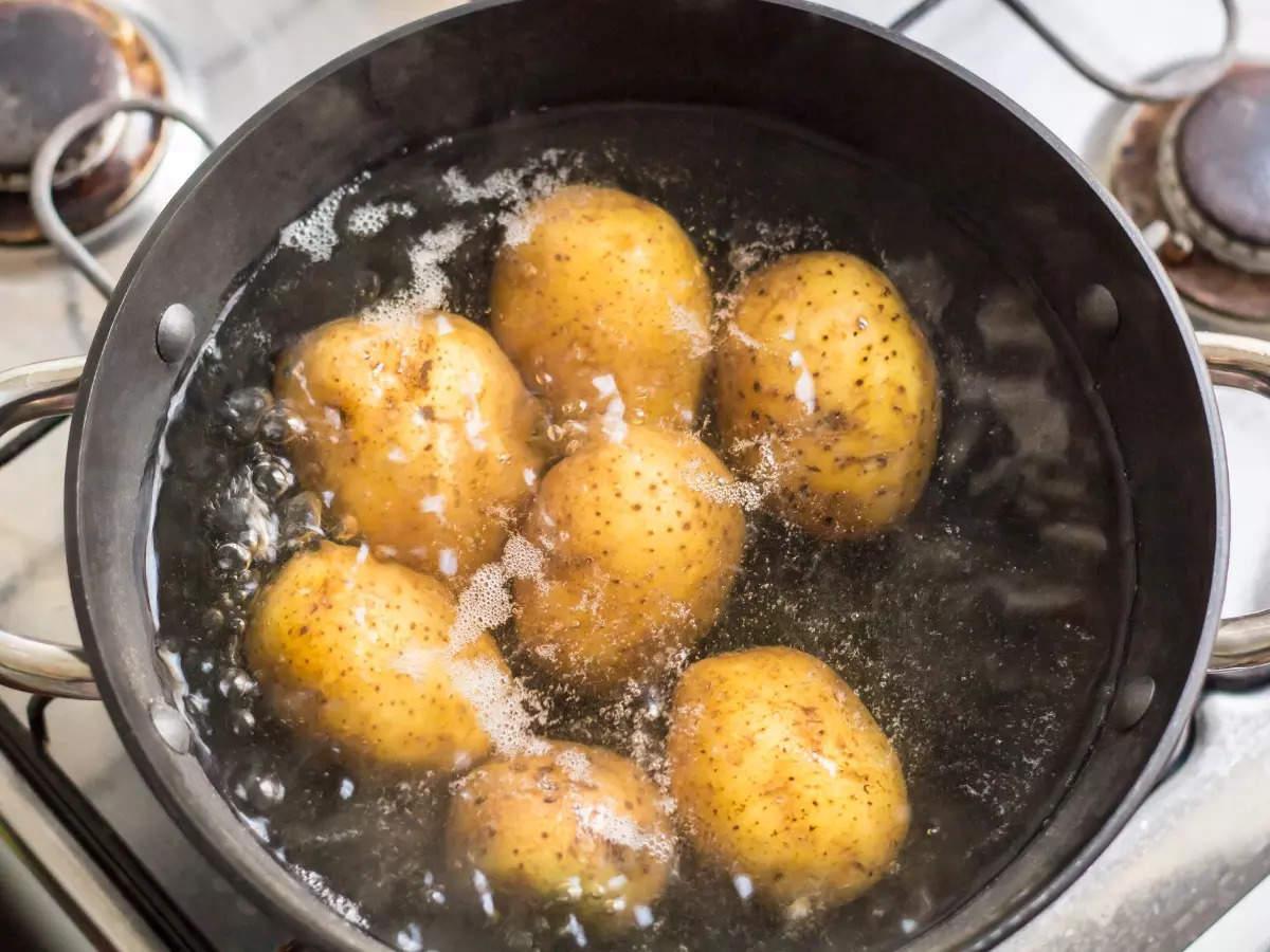 potatoes boiling in a pot