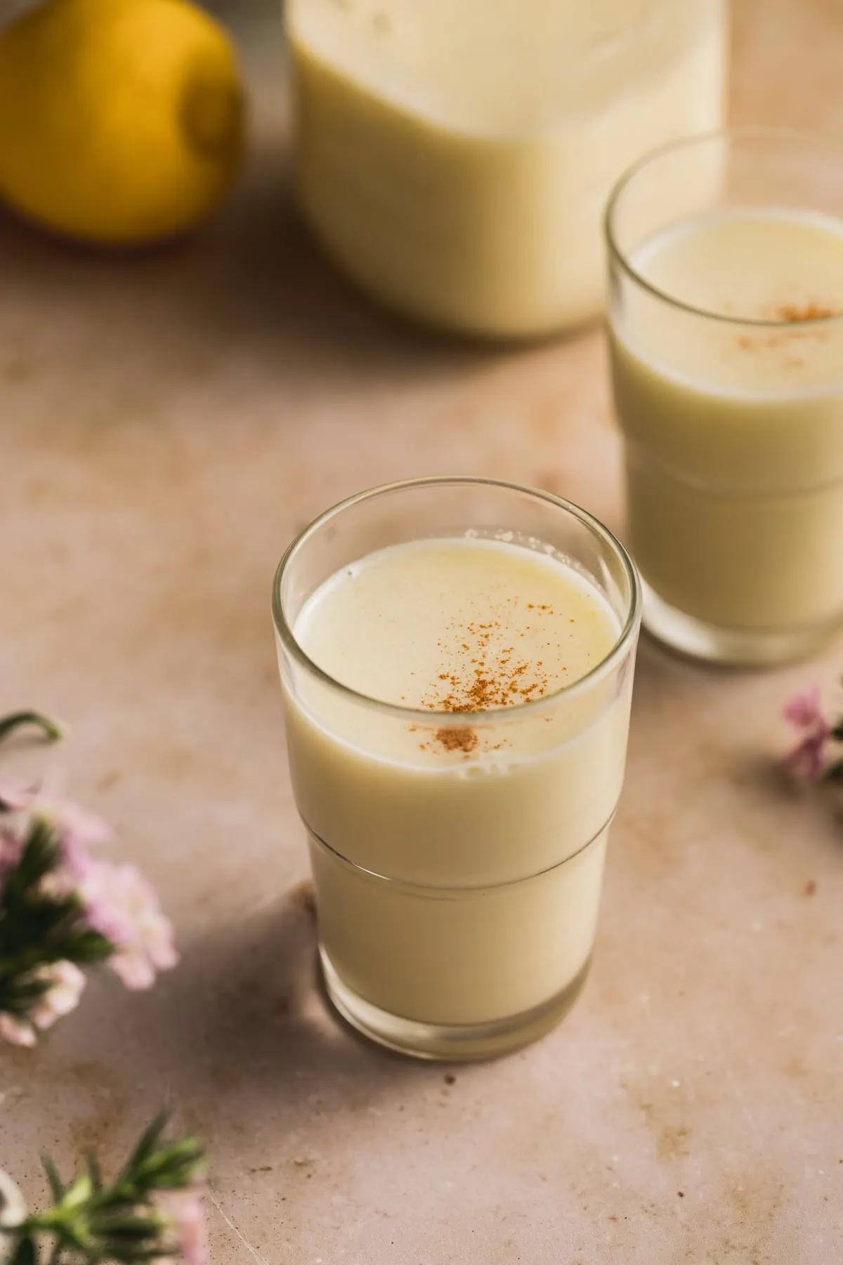 Olive Oil and Lemon smoothie in glass