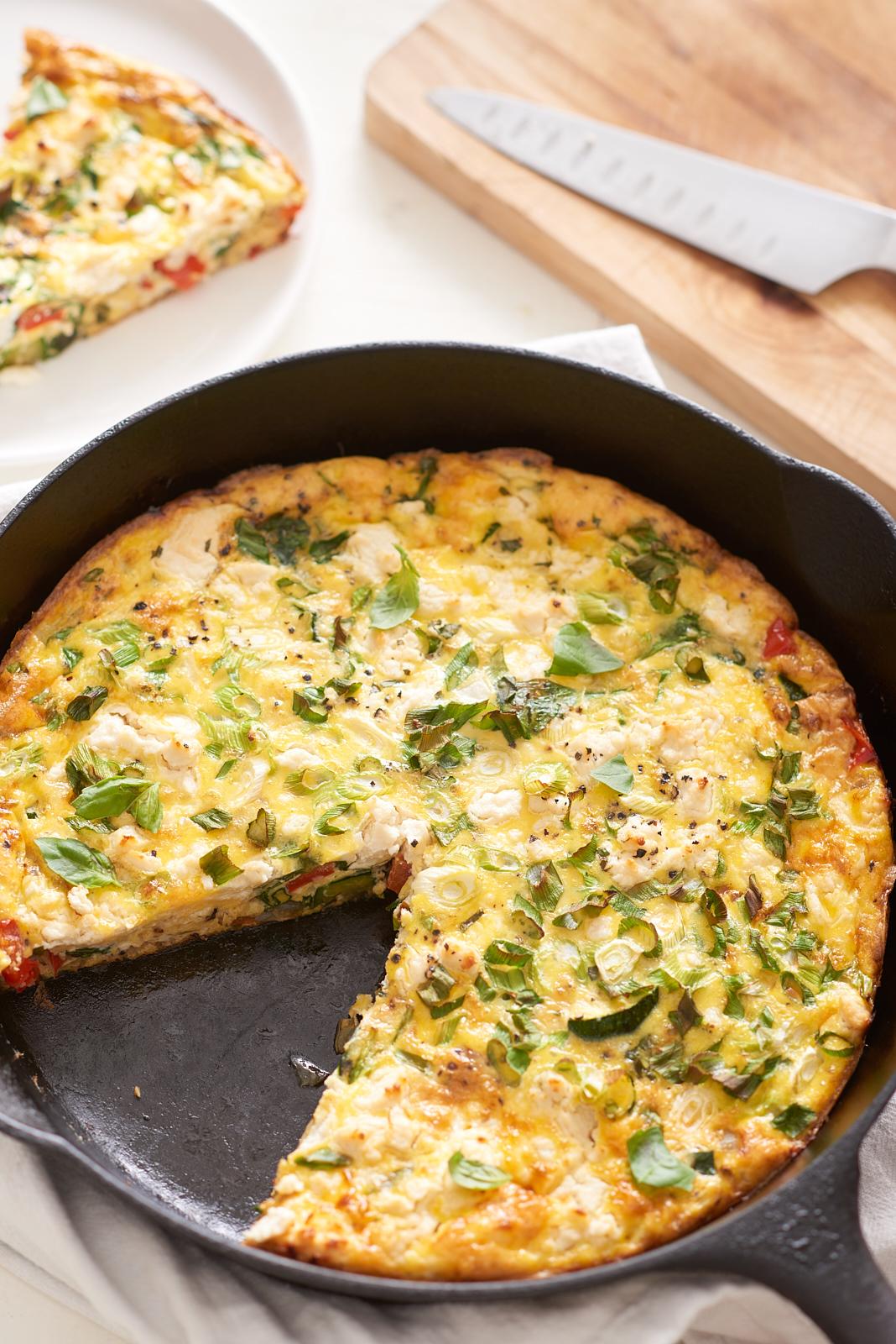 frittata filled with vegetables and cheese