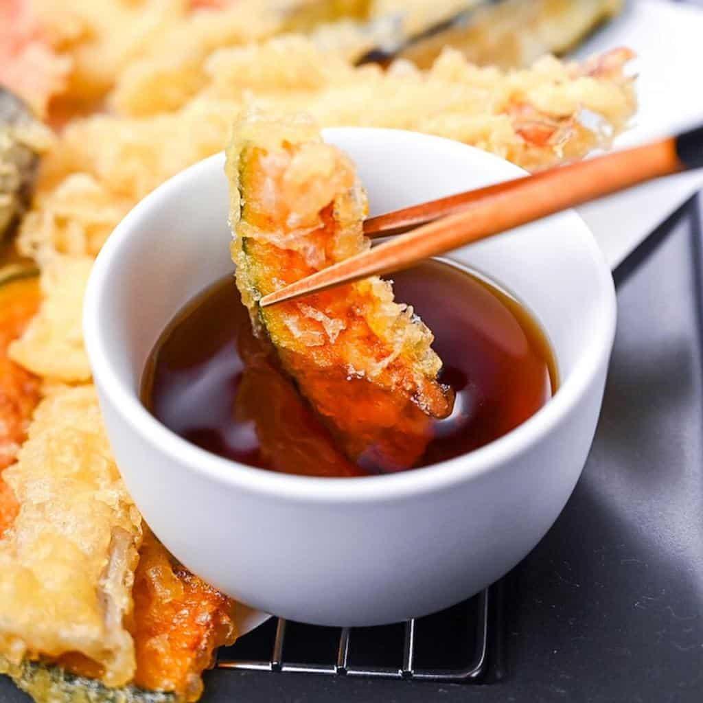 cañihua tempura cascade with dipping sauce