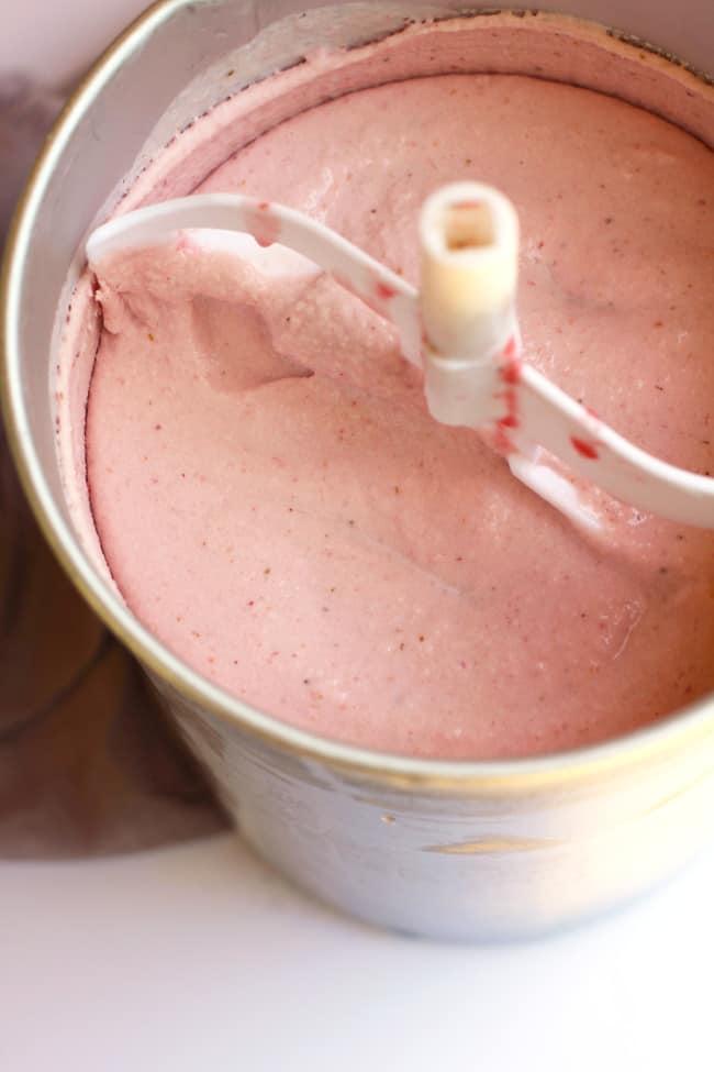 making ice cream in an ice cream maker