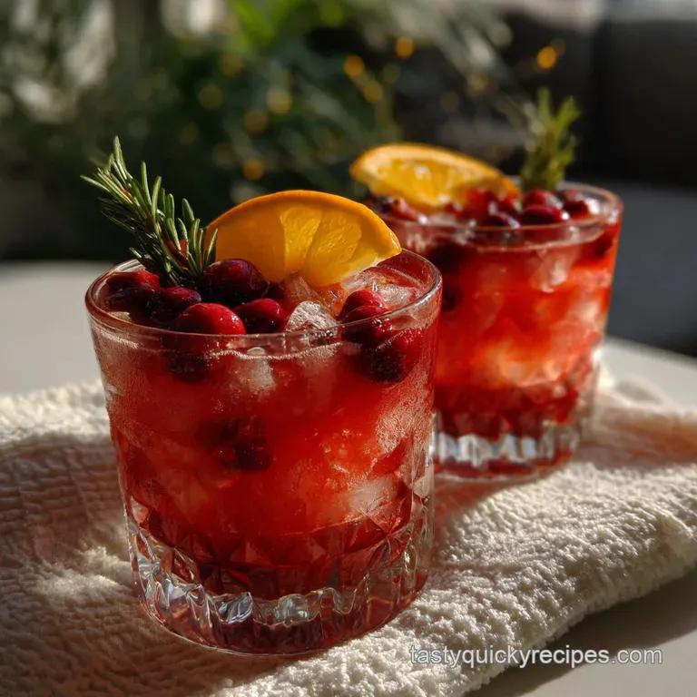 vibrant cran-orange cooler with ice and garnishes on a festive Friendsgiving table