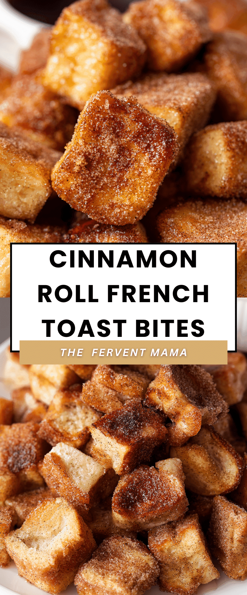 little girl happily eating cinnamon roll french toast bites