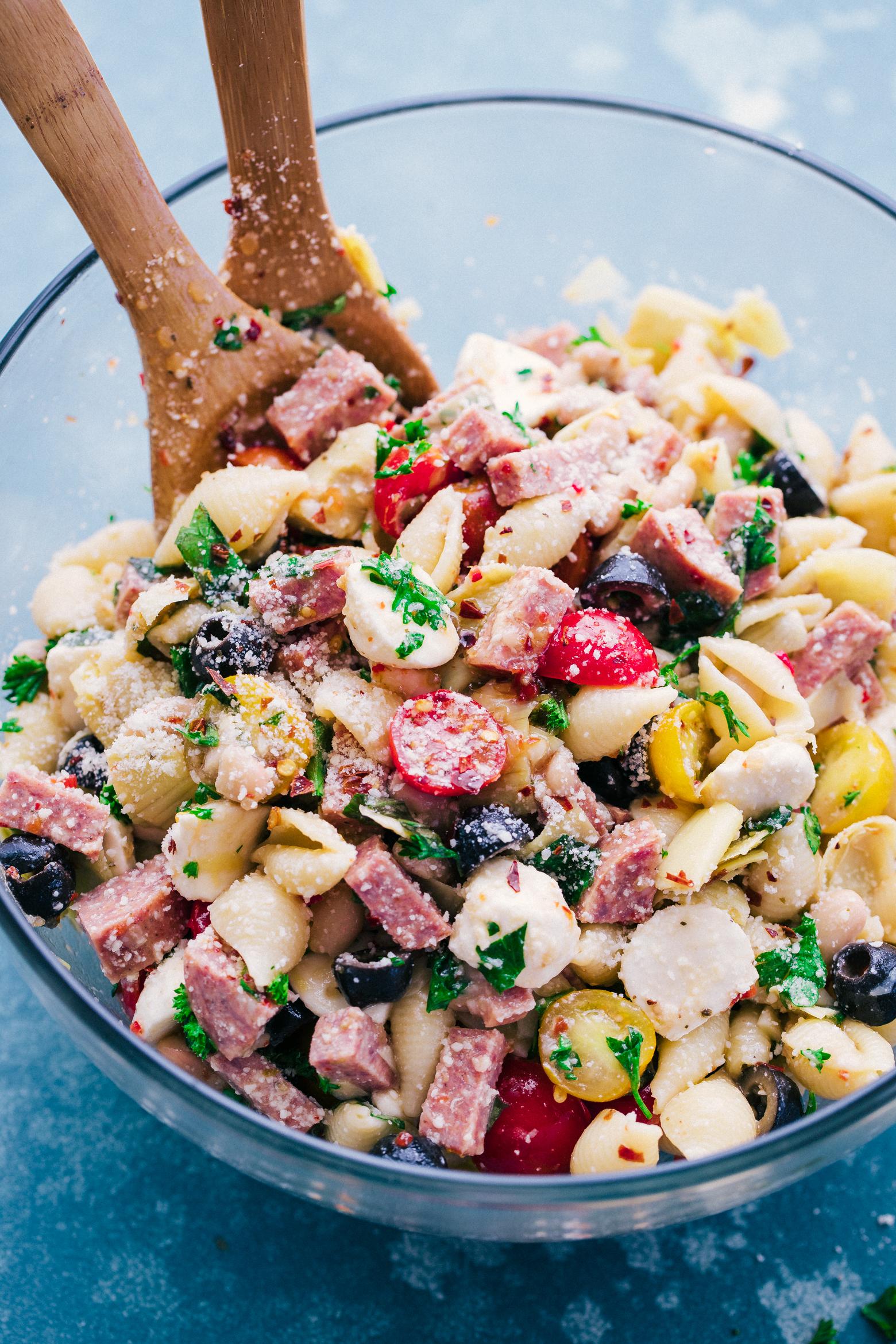 Italian cafe serving pasta salad