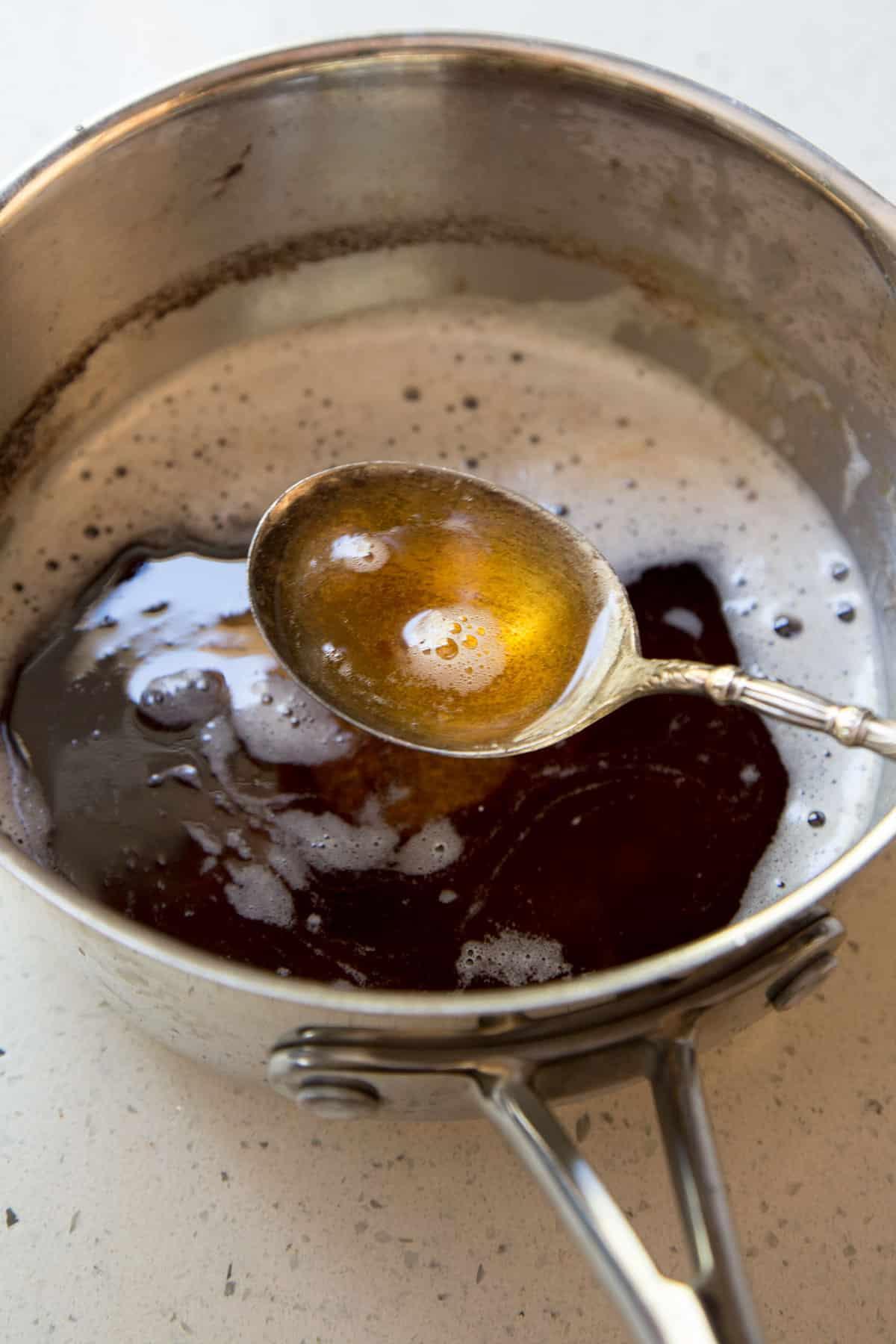 browned butter in a saucepan