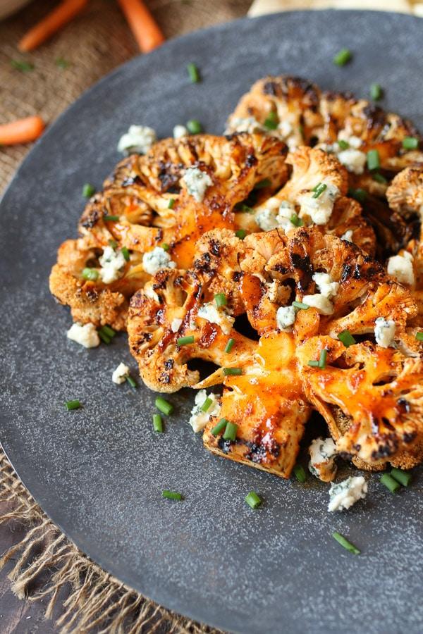 buffalo cauliflower steaks with vegan ranch dressing