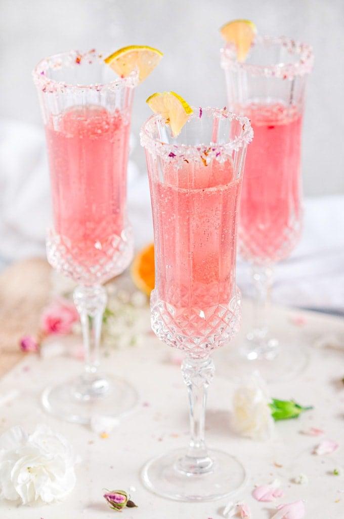 Sparkling Raspberry Rosé Lemonade in a celebratory setting