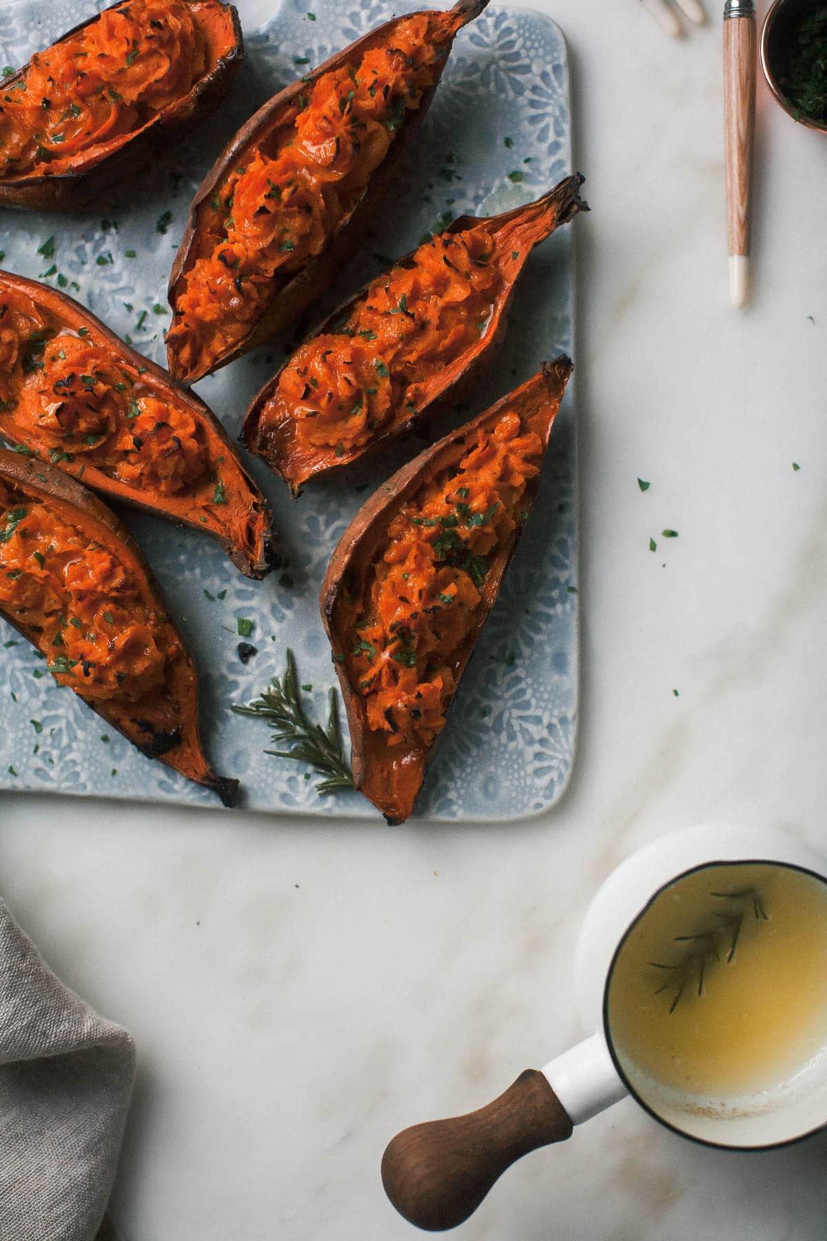 grandmotherly hands preparing sweet potatoes in a cozy kitchen