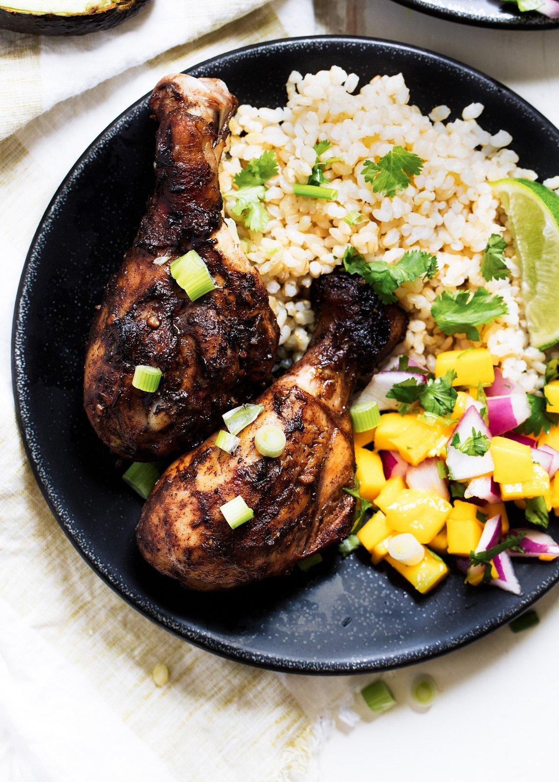 Jamaican jerk chicken with sides