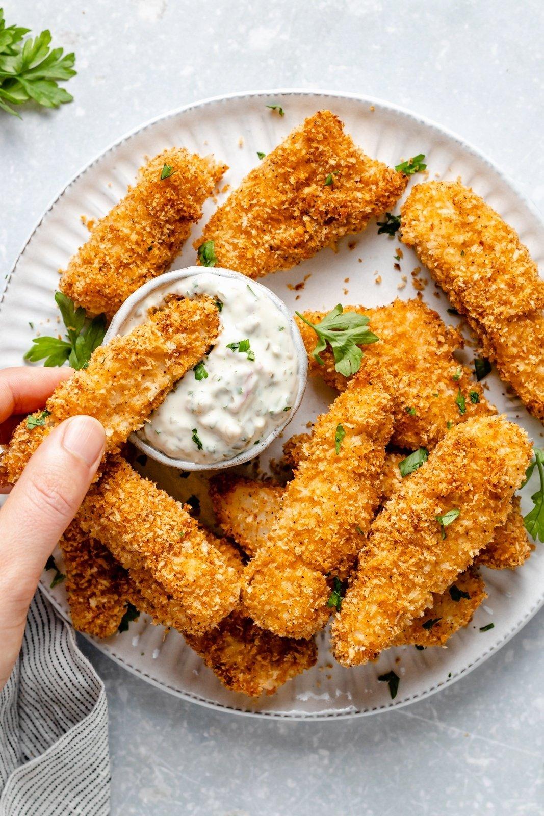 A family enjoying homemade fish sticks