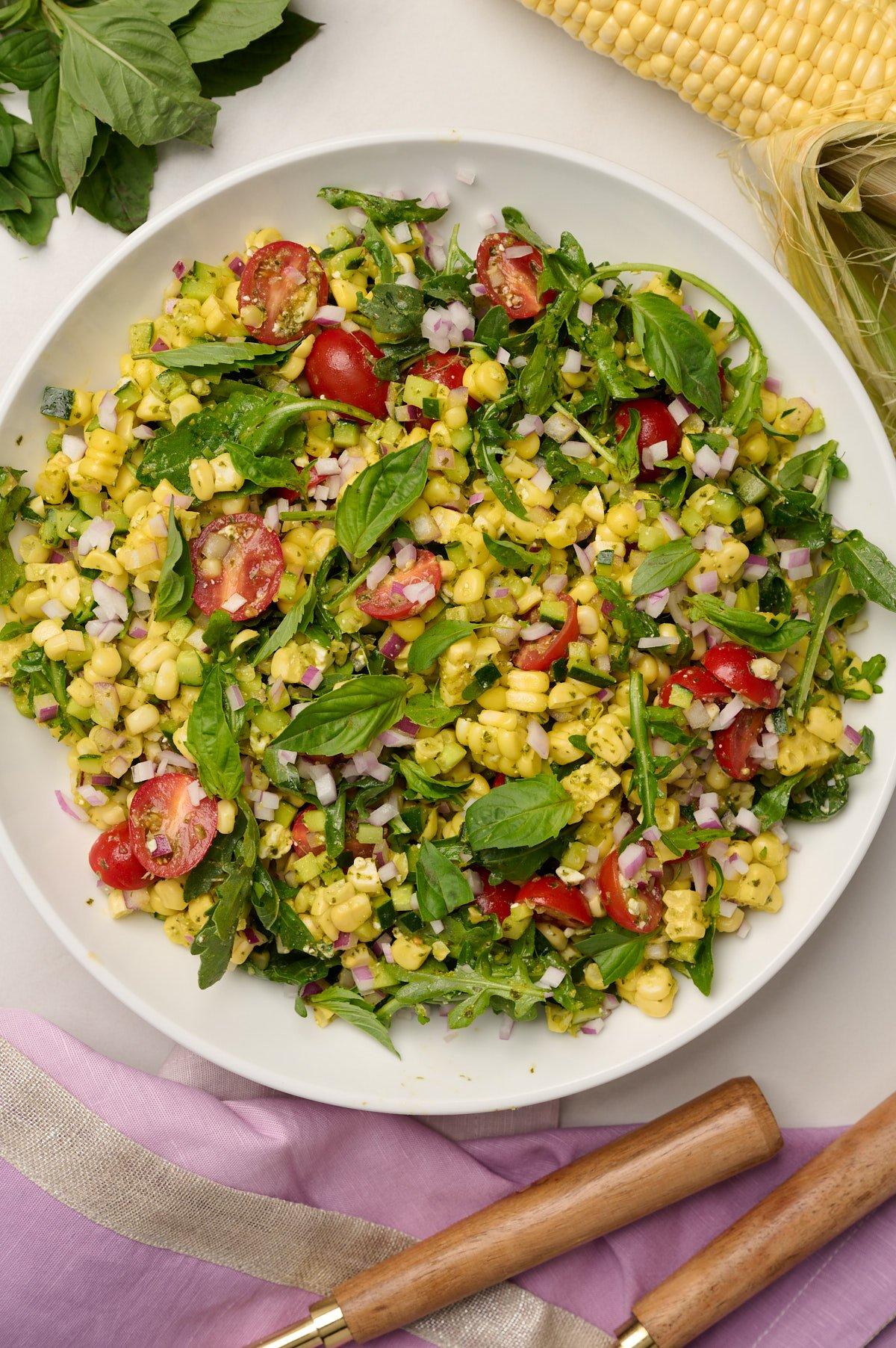 Close-up of Grilled Corn with Basil Ricotta