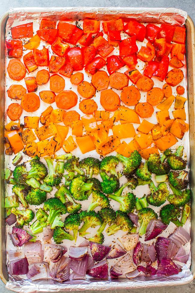 a colorful assortment of roasted vegetables