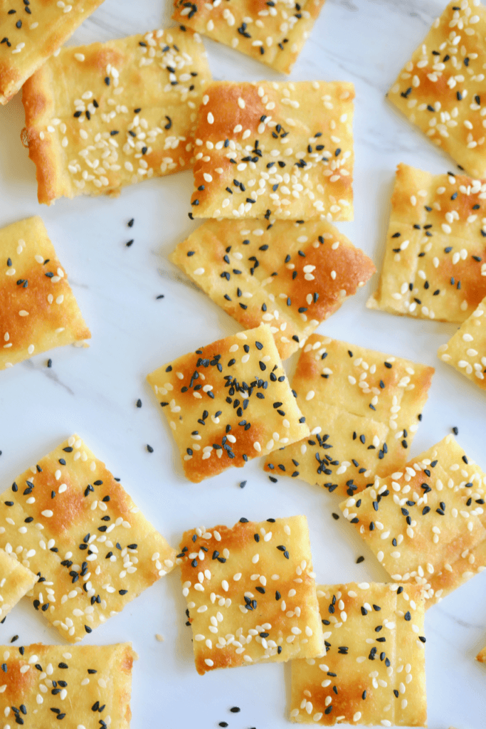 close-up of a Wheat Keto Cheese Cracker showing the texture