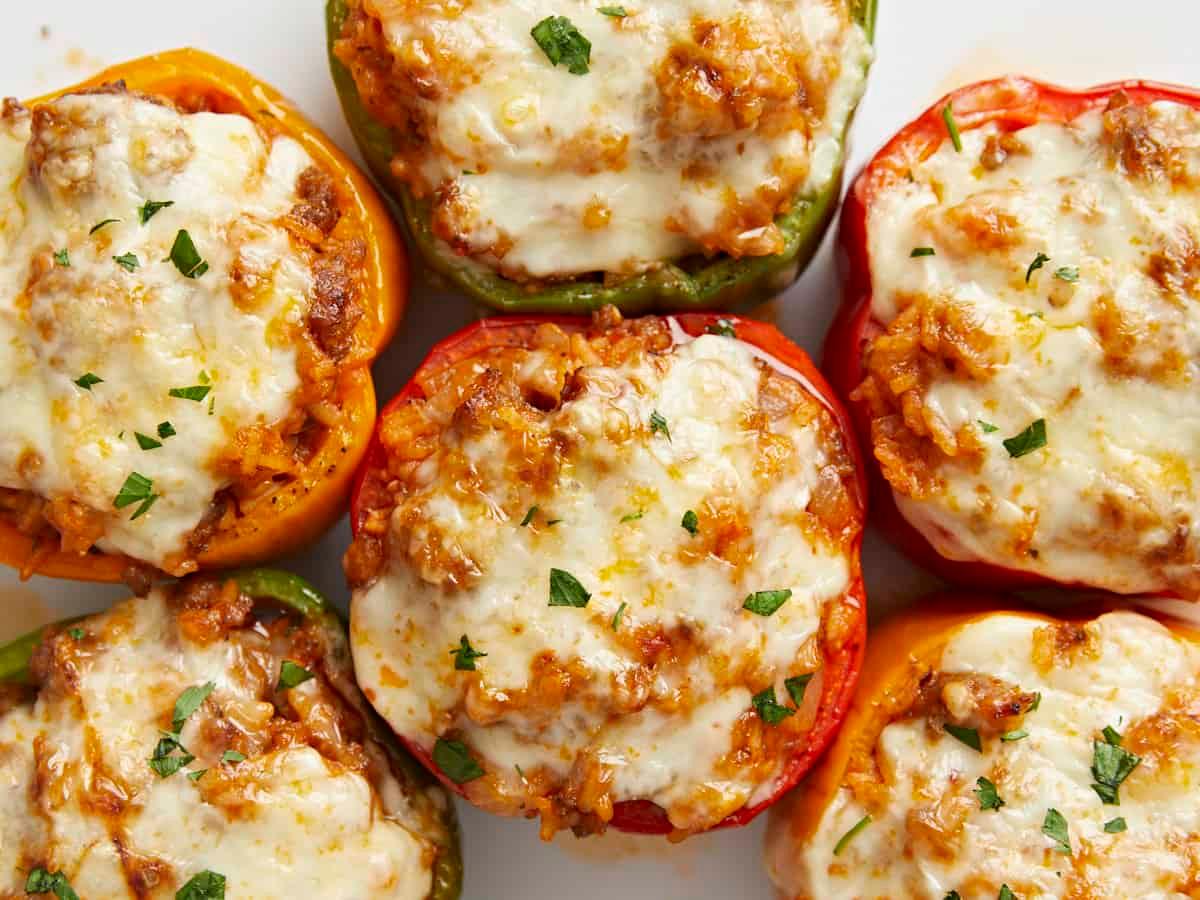close up of filling for stuffed peppers