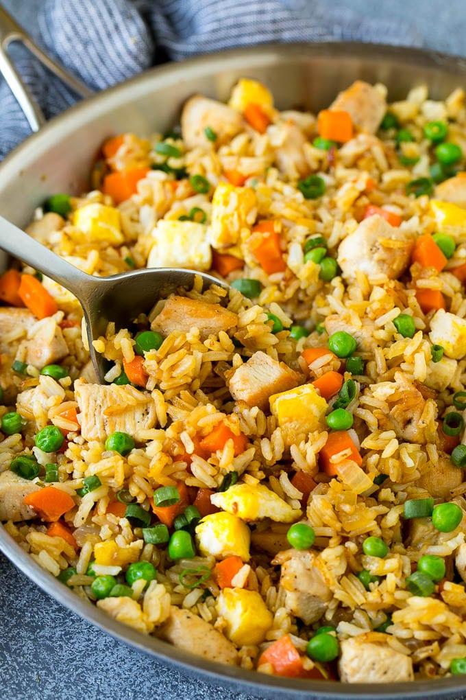 delicious chicken and vegetable fried rice