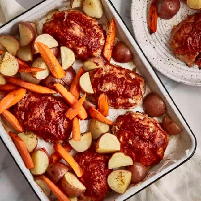 Sheet pan turkey meatloaf on a baking sheet