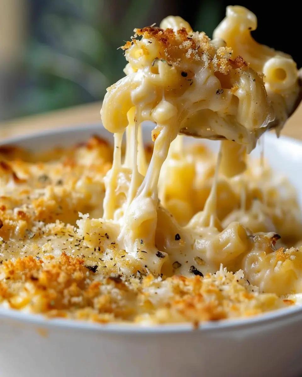 Warm bowl of creamy macaroni and cheese on a cozy kitchen table with soft lighting, evoking nostalgia