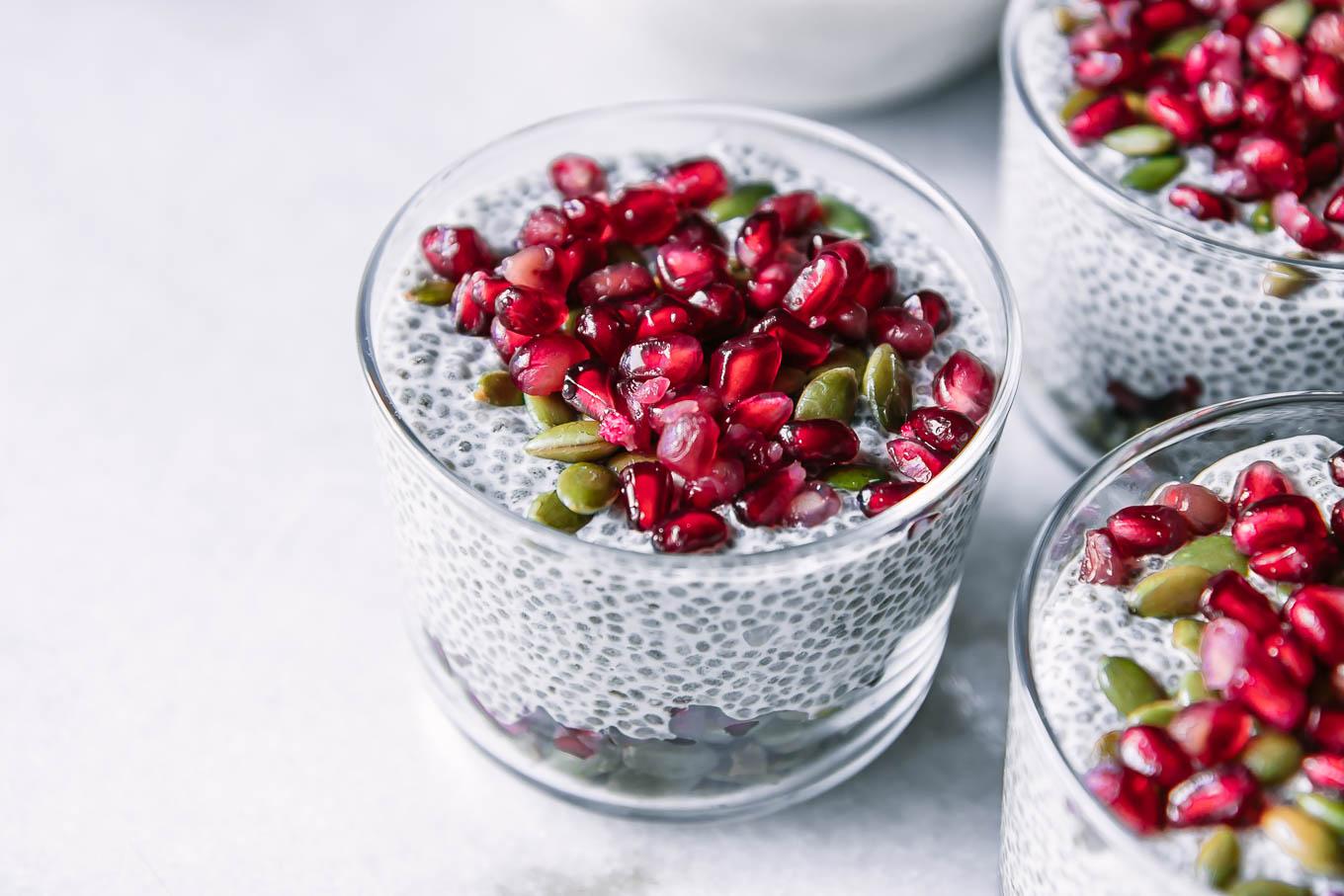 pomegranate almond chia seed pudding