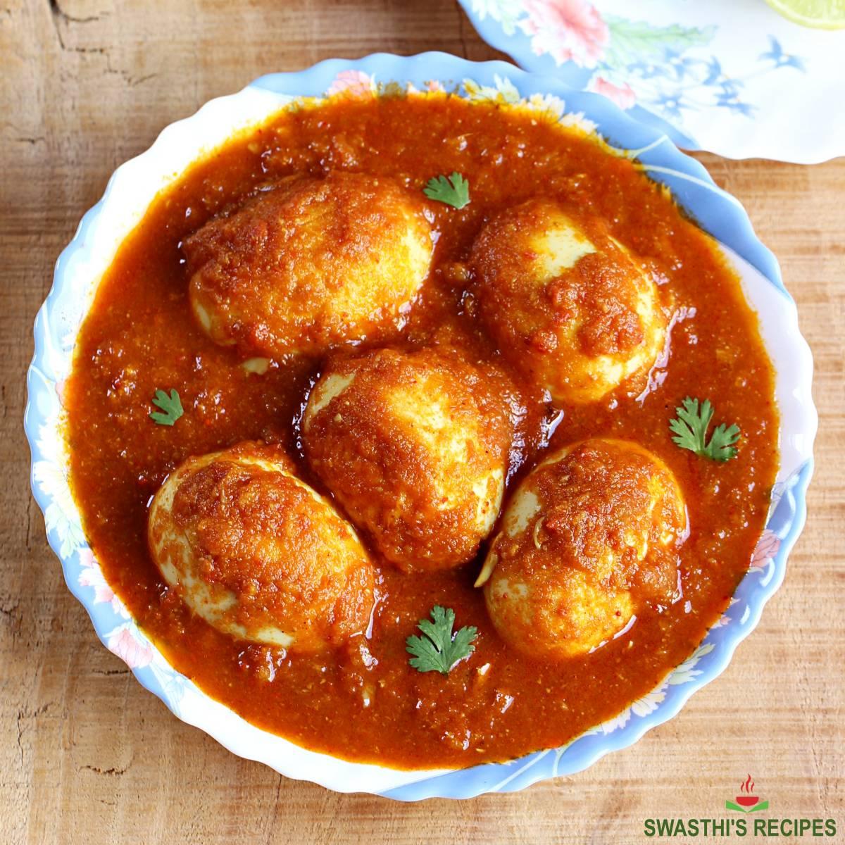 Delicious cumin spiced egg curry served in a bowl