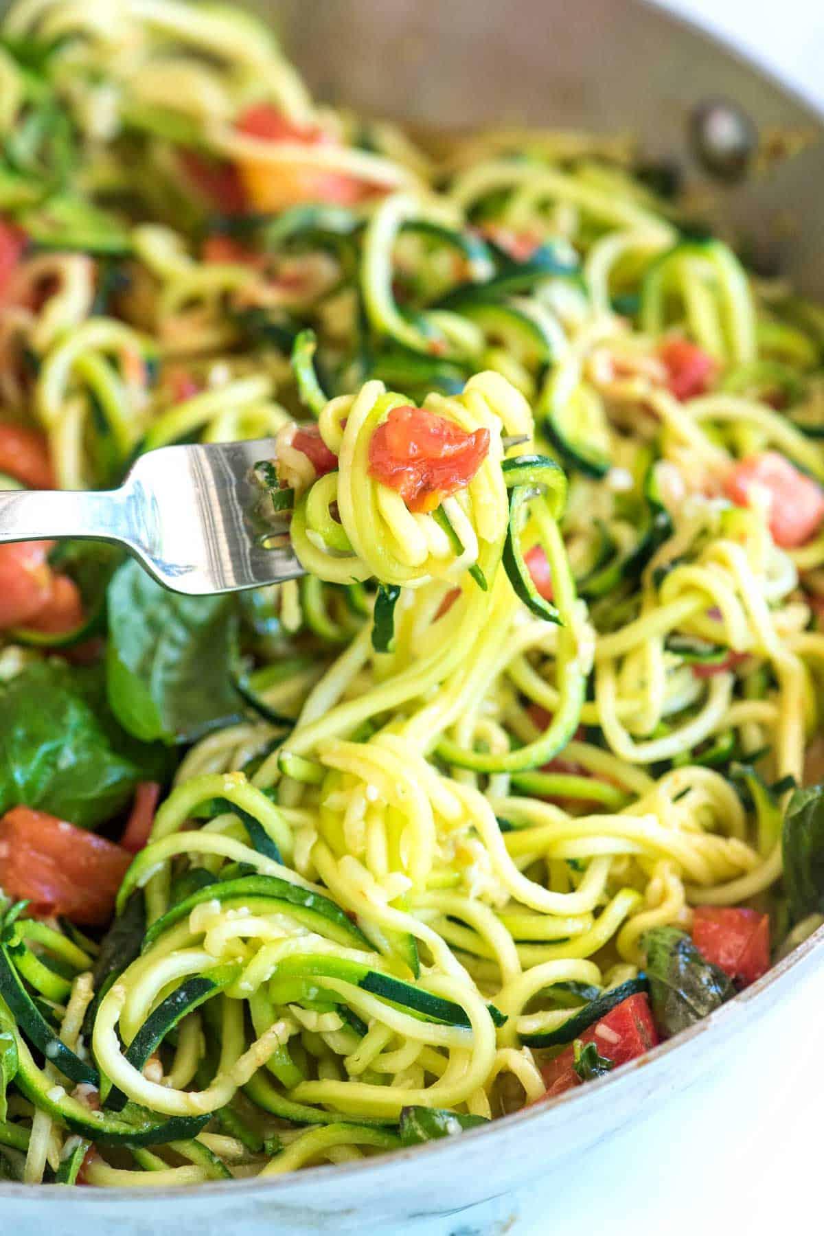 serving zucchini noodles