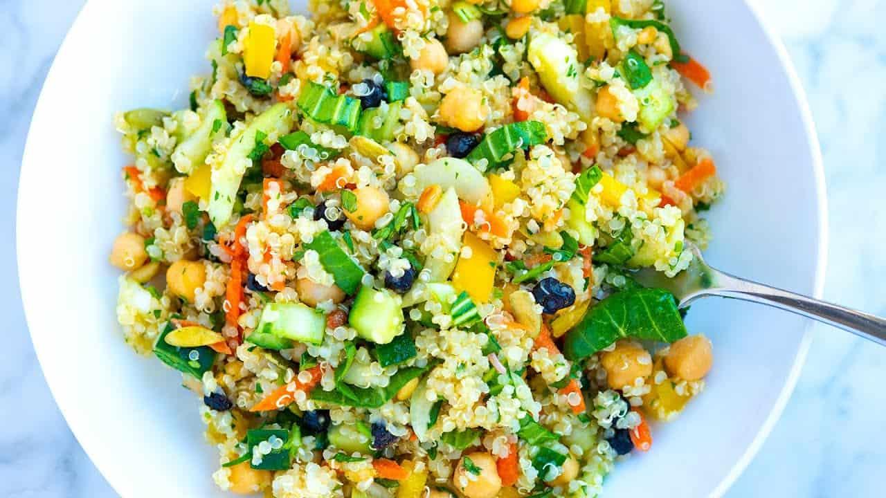 delicious quinoa salad with fresh ingredients and colorful toppings