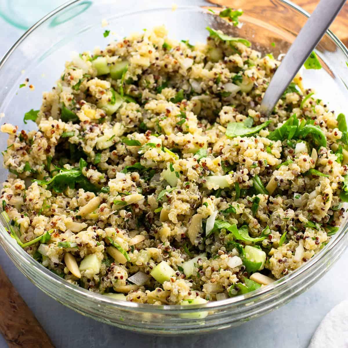 sauerkraut and quinoa salad with lemon herb vinaigrette