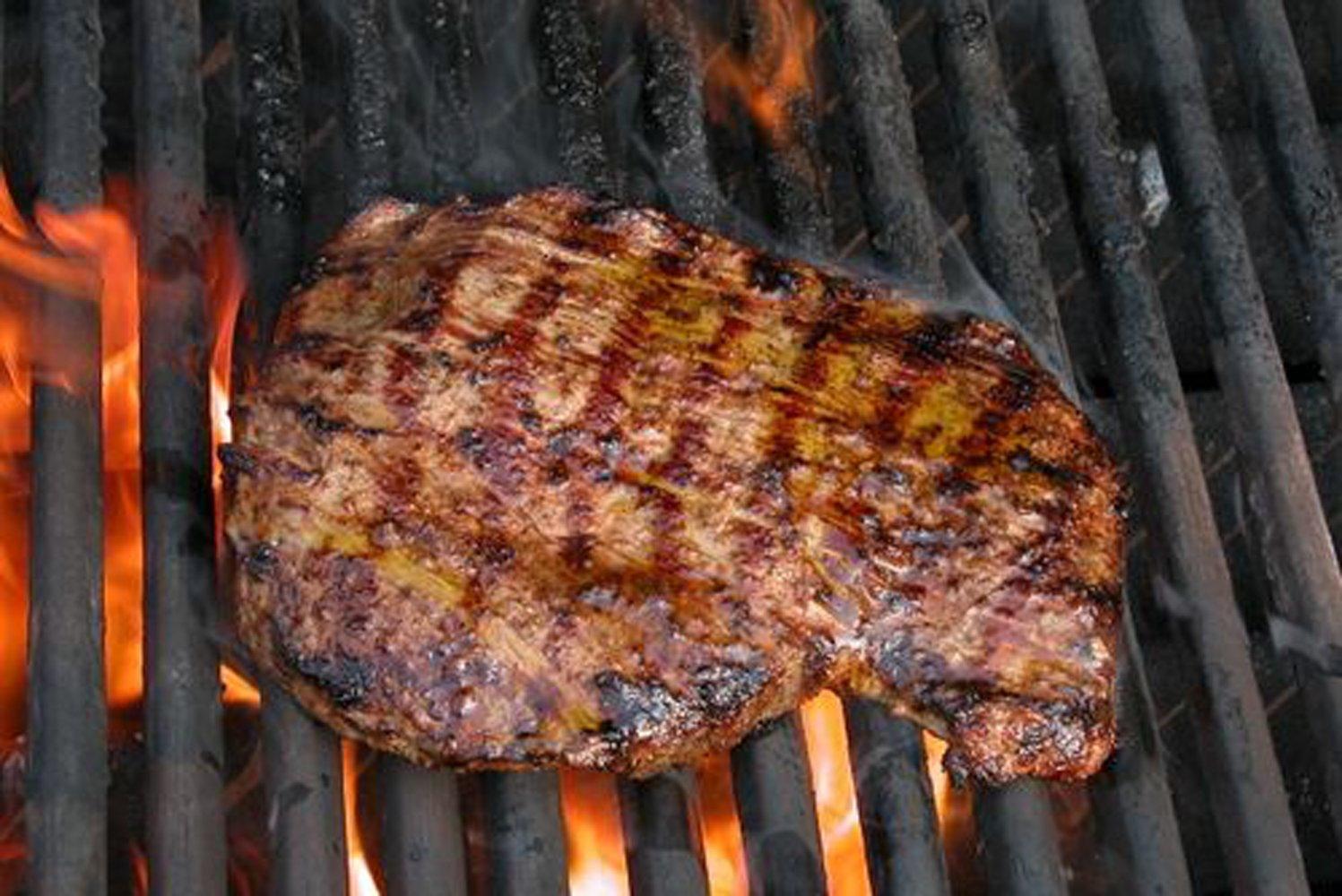 grilled steak on a barbecue