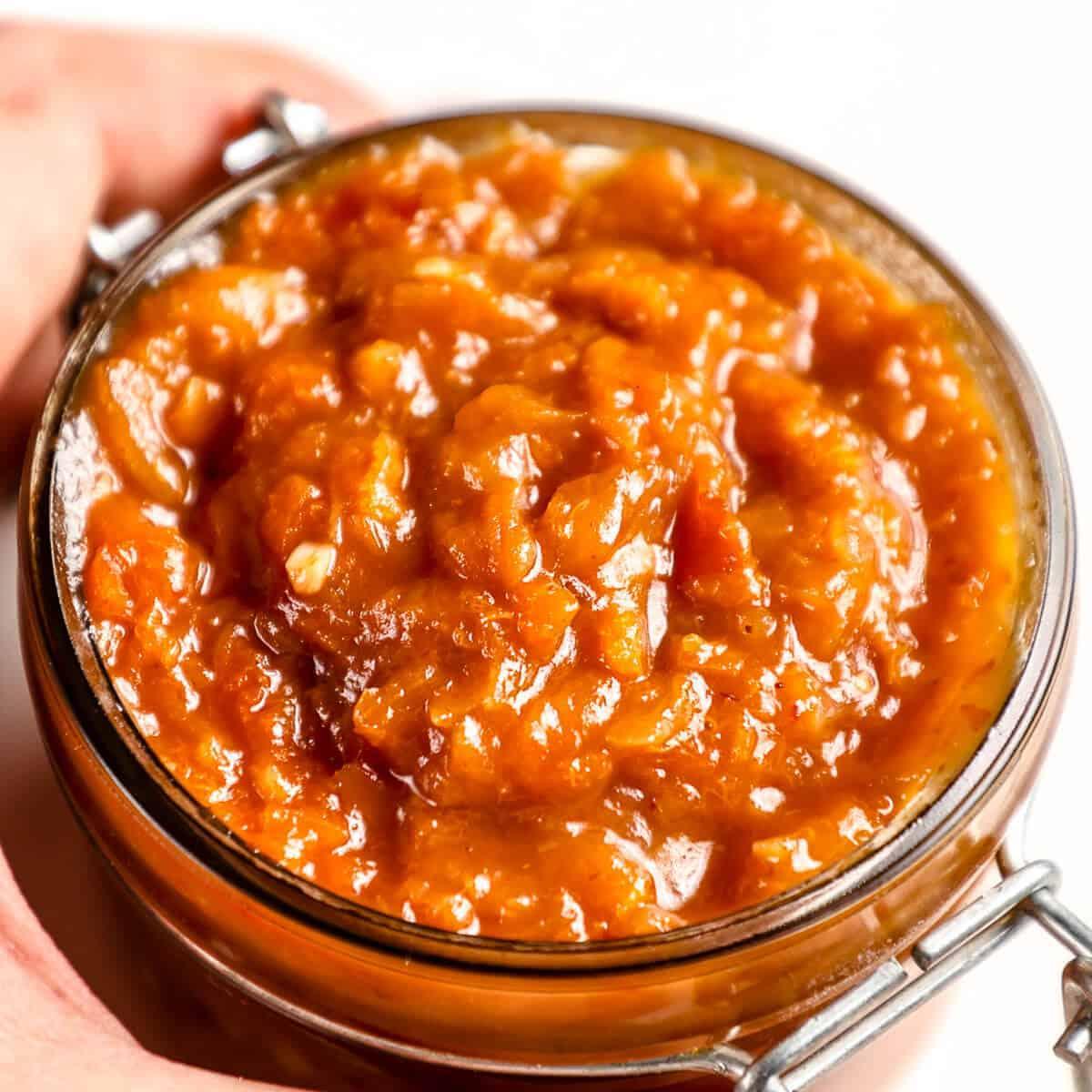 homemade apricot chutney in a bowl