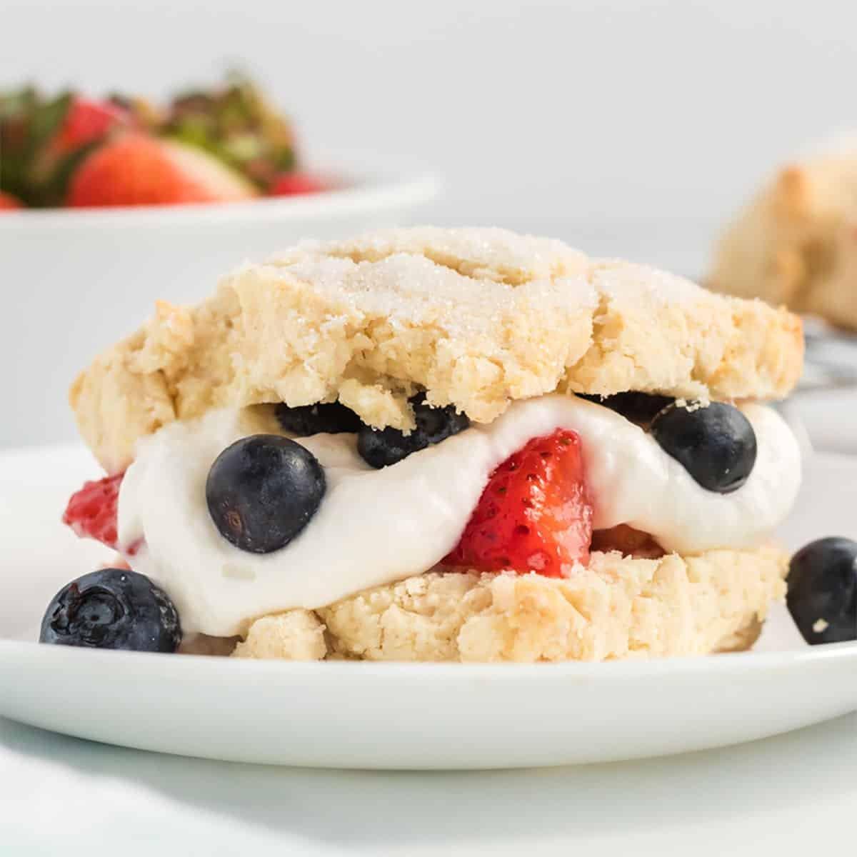 assembled berry shortcakes ready to be served