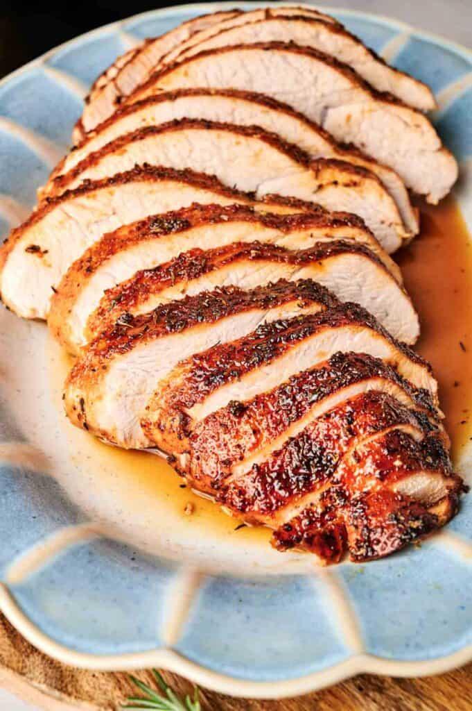 a perfectly roasted turkey with a glistening maple-mustard glaze