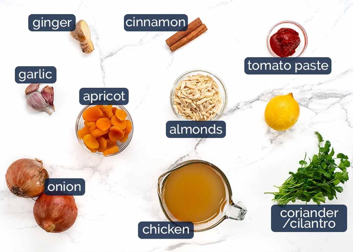 Close-up of the lamb tagine ingredients