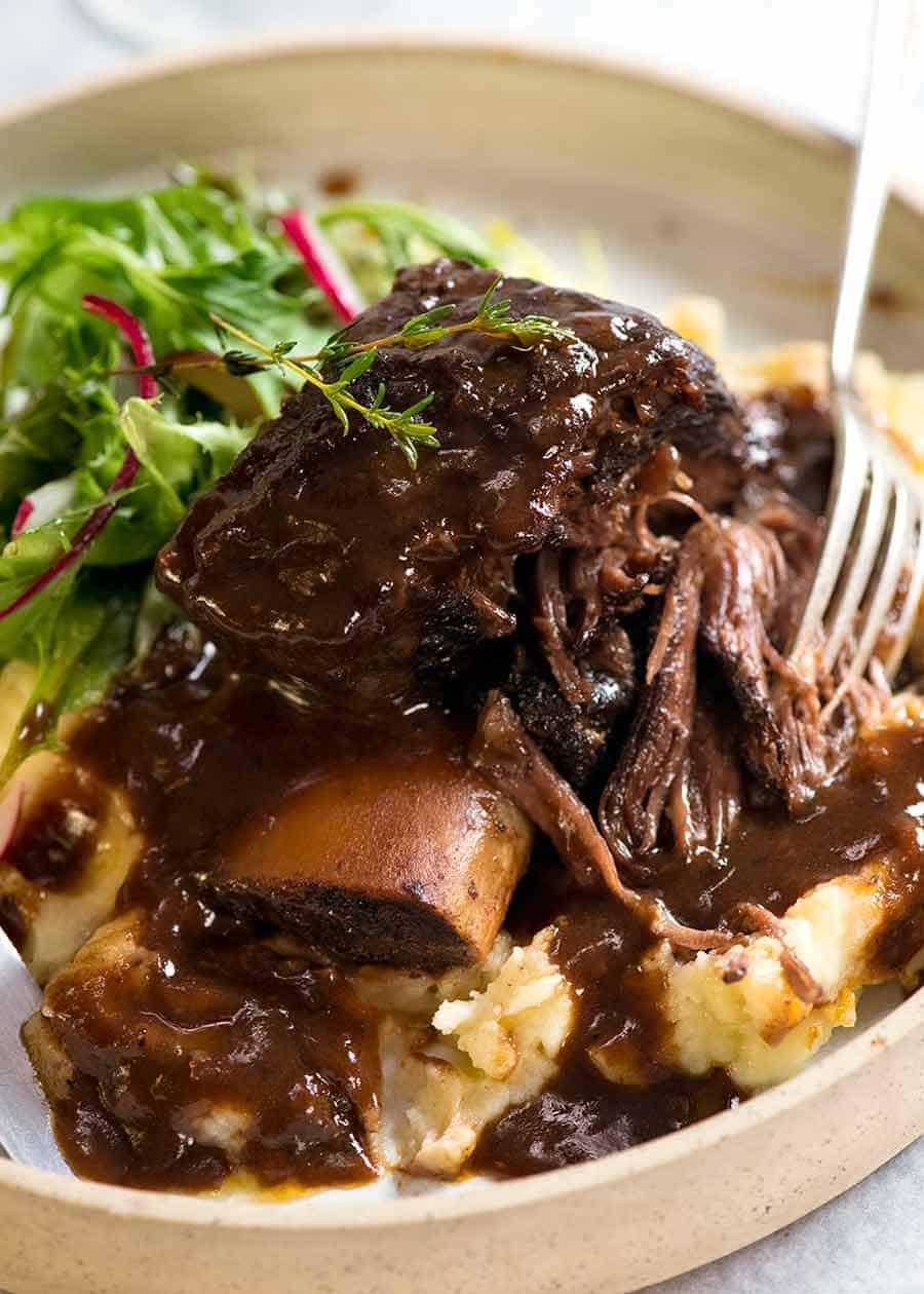 roasted beef short ribs with red wine sauce