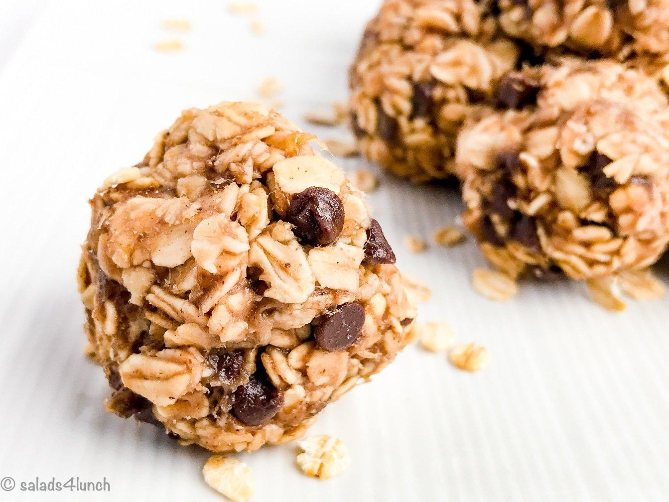 close up of peanut butter banana energy ball