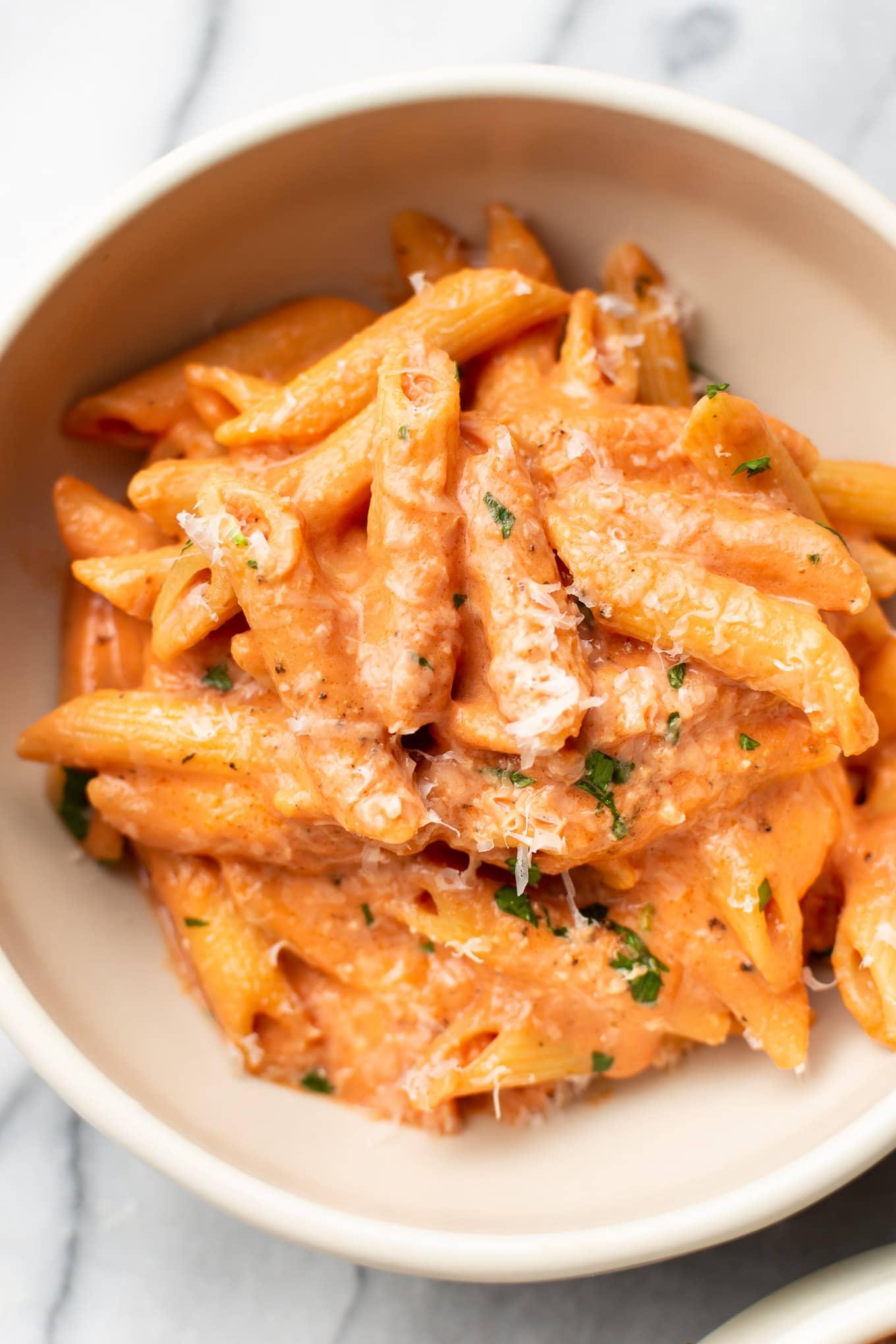 ingredients for creamy tomato pasta