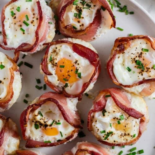 close up of paleo egg and bacon muffins with visible bacon pieces