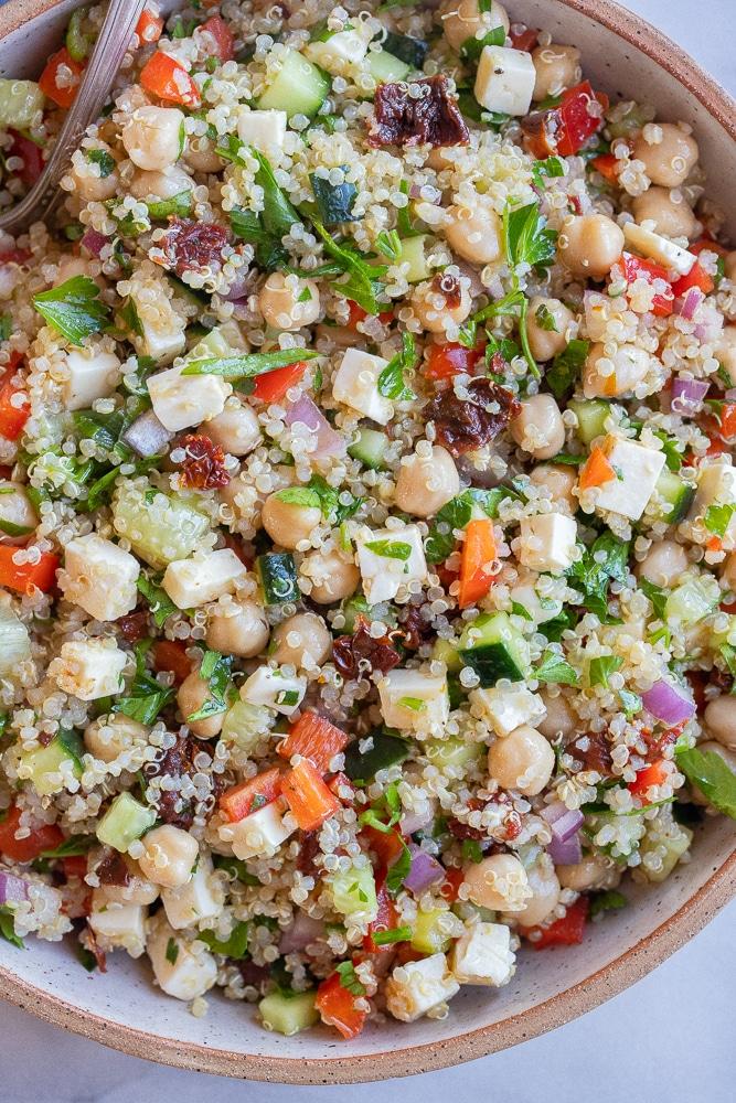 close up of quinoa salad