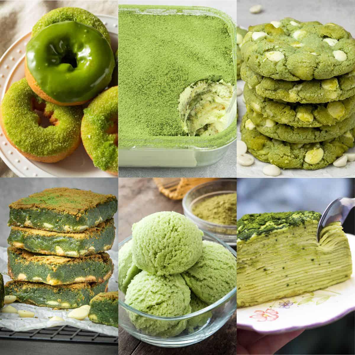 Matcha desserts and beverages