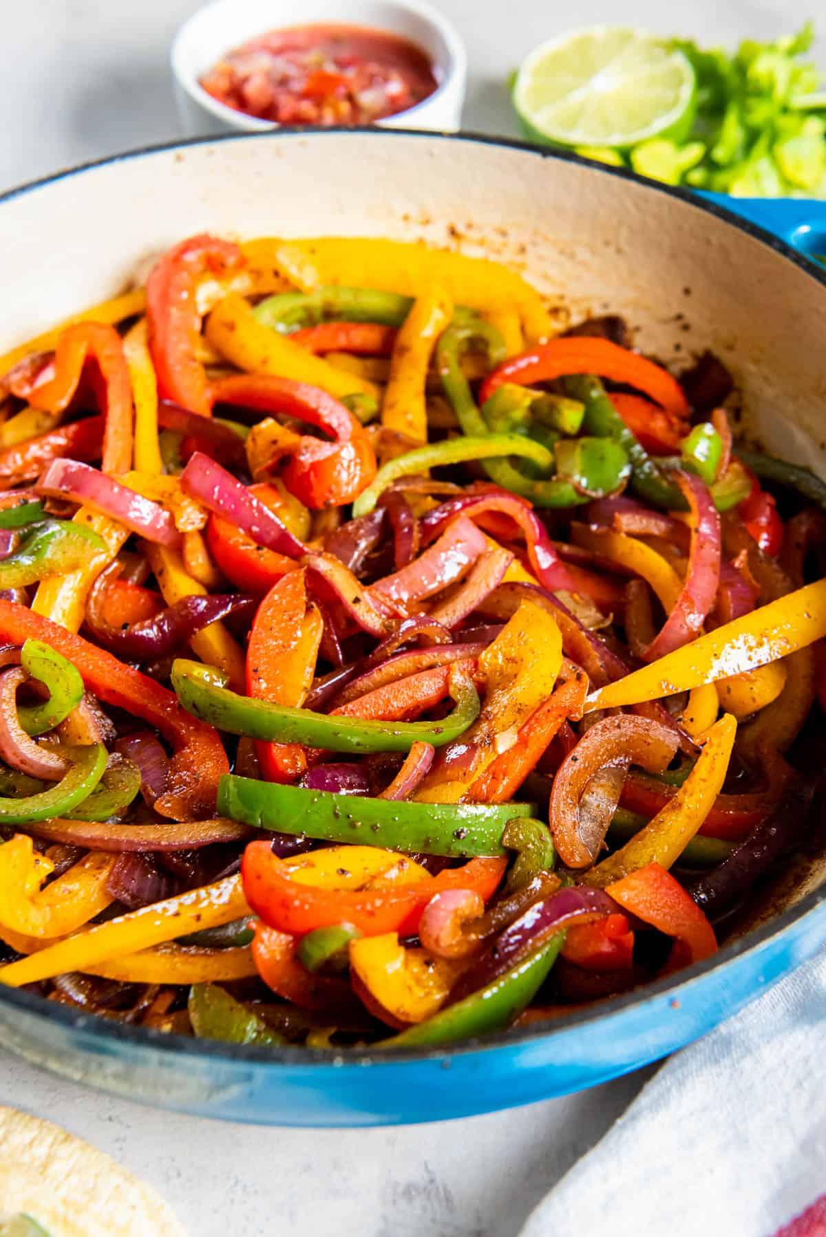 Garlic-Chili Sautéed Tex-Mex Vegetables in a skillet, vibrant colors