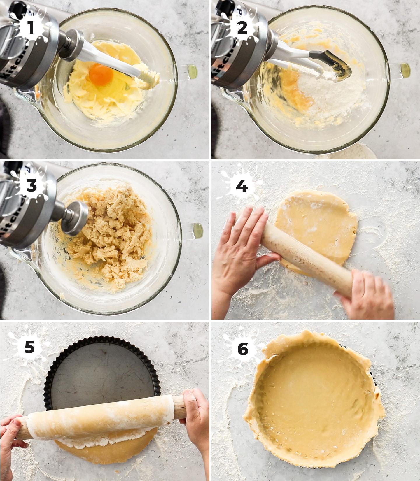 A step-by-step photo collage showing the process of making the tart, from preparing the vegetables to assembling and baking.