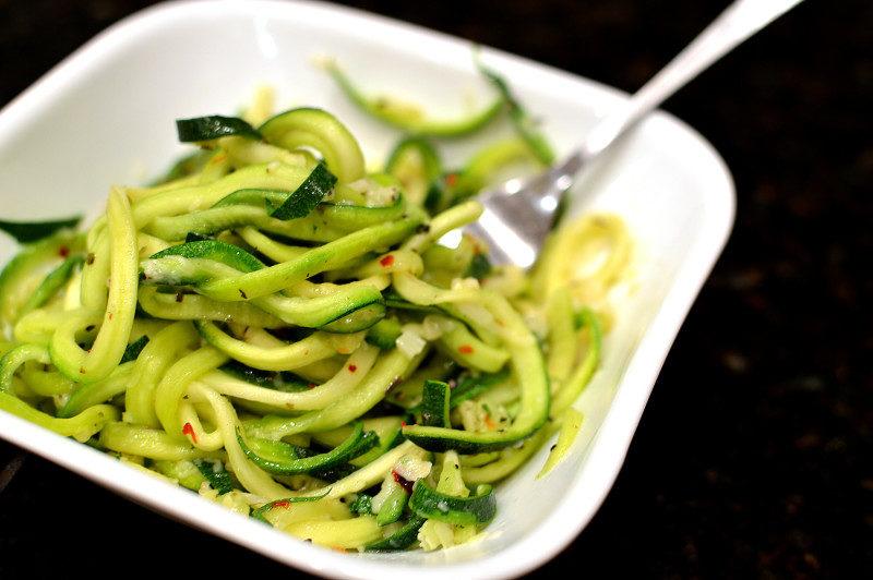 Garlic Parmesan Zoodles with Roasted Vegetables on a plate