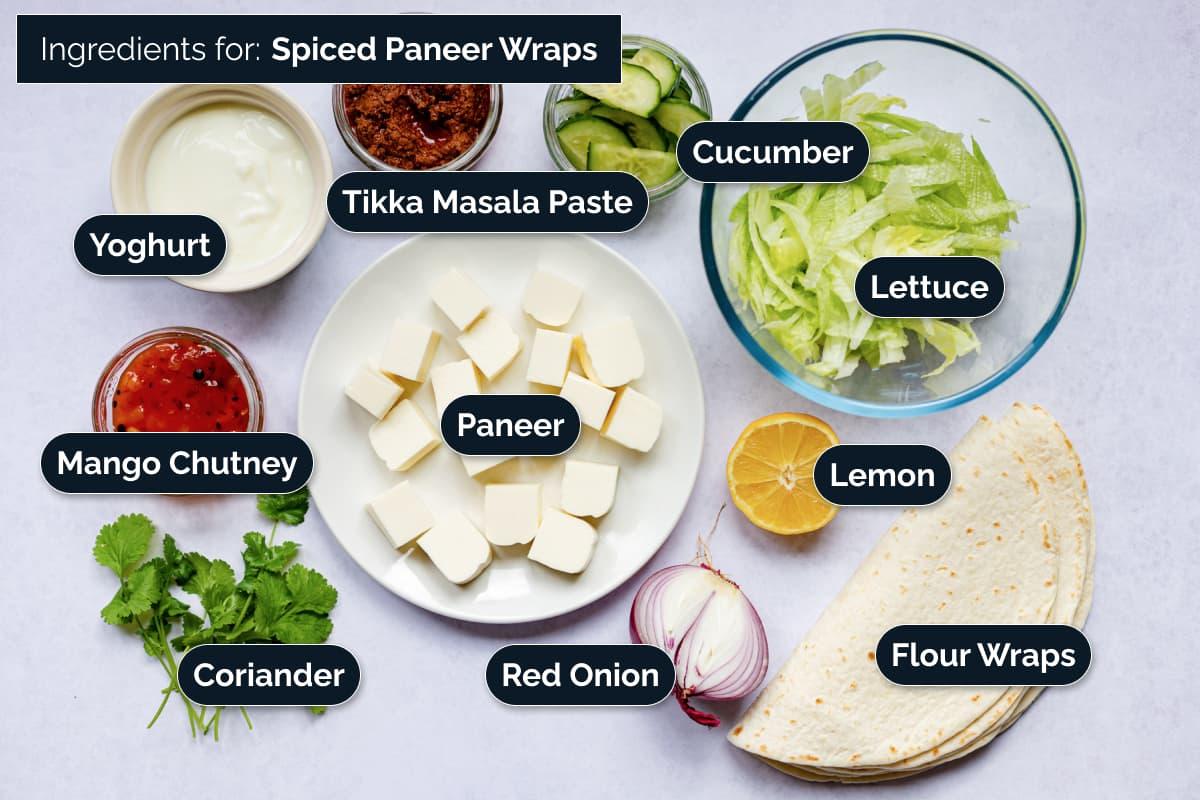 various ingredients for wraps