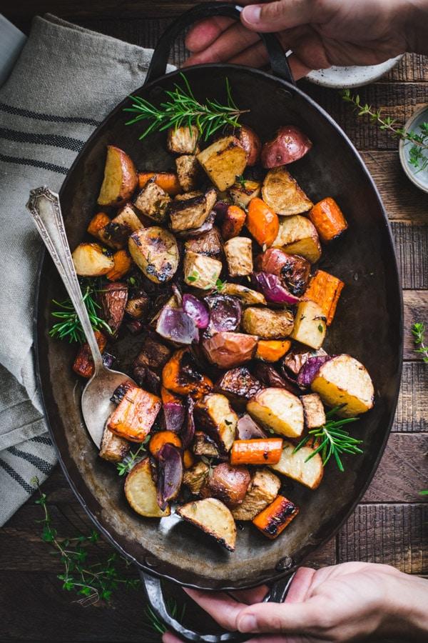 Roasted root vegetables and Belgian Dubbel