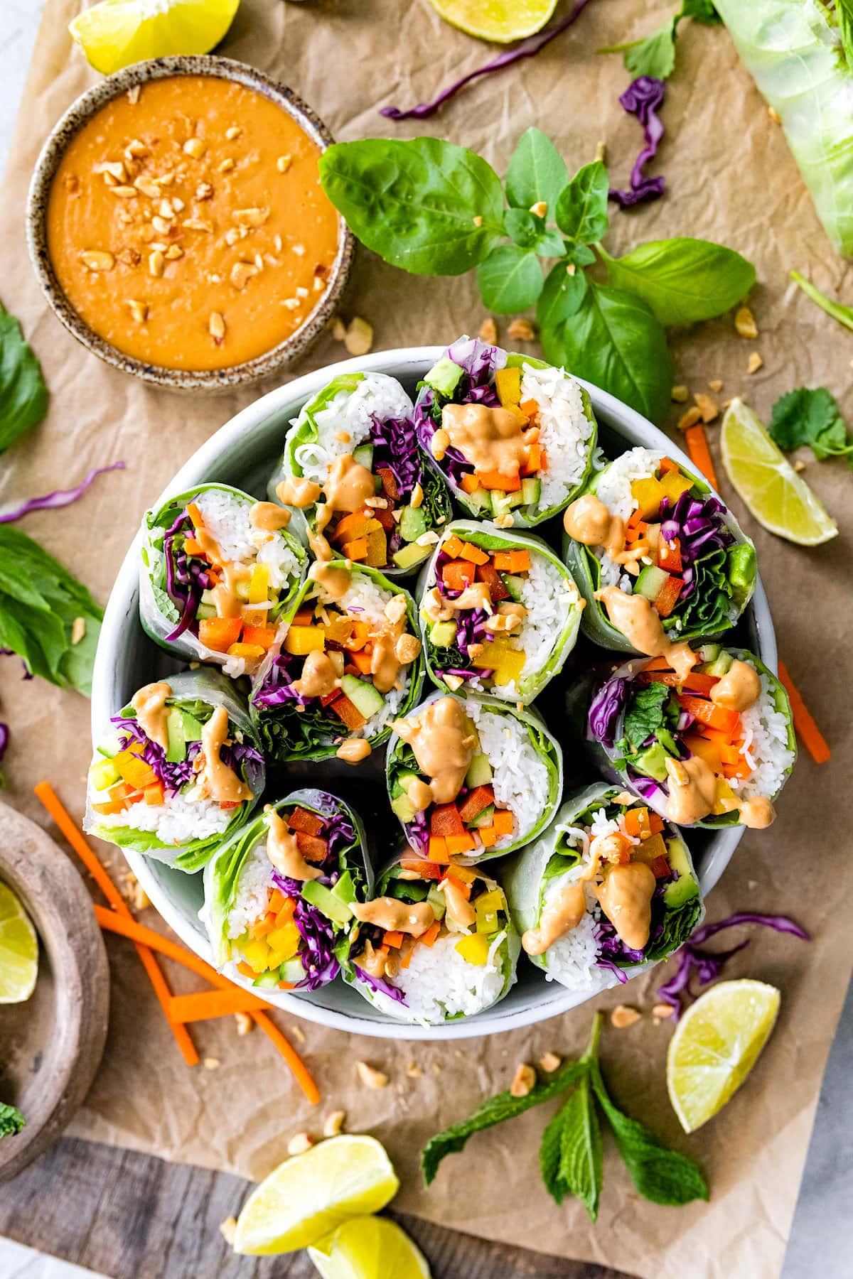 Plantain Spring Rolls with Peanut Sauce | Savory Touch
