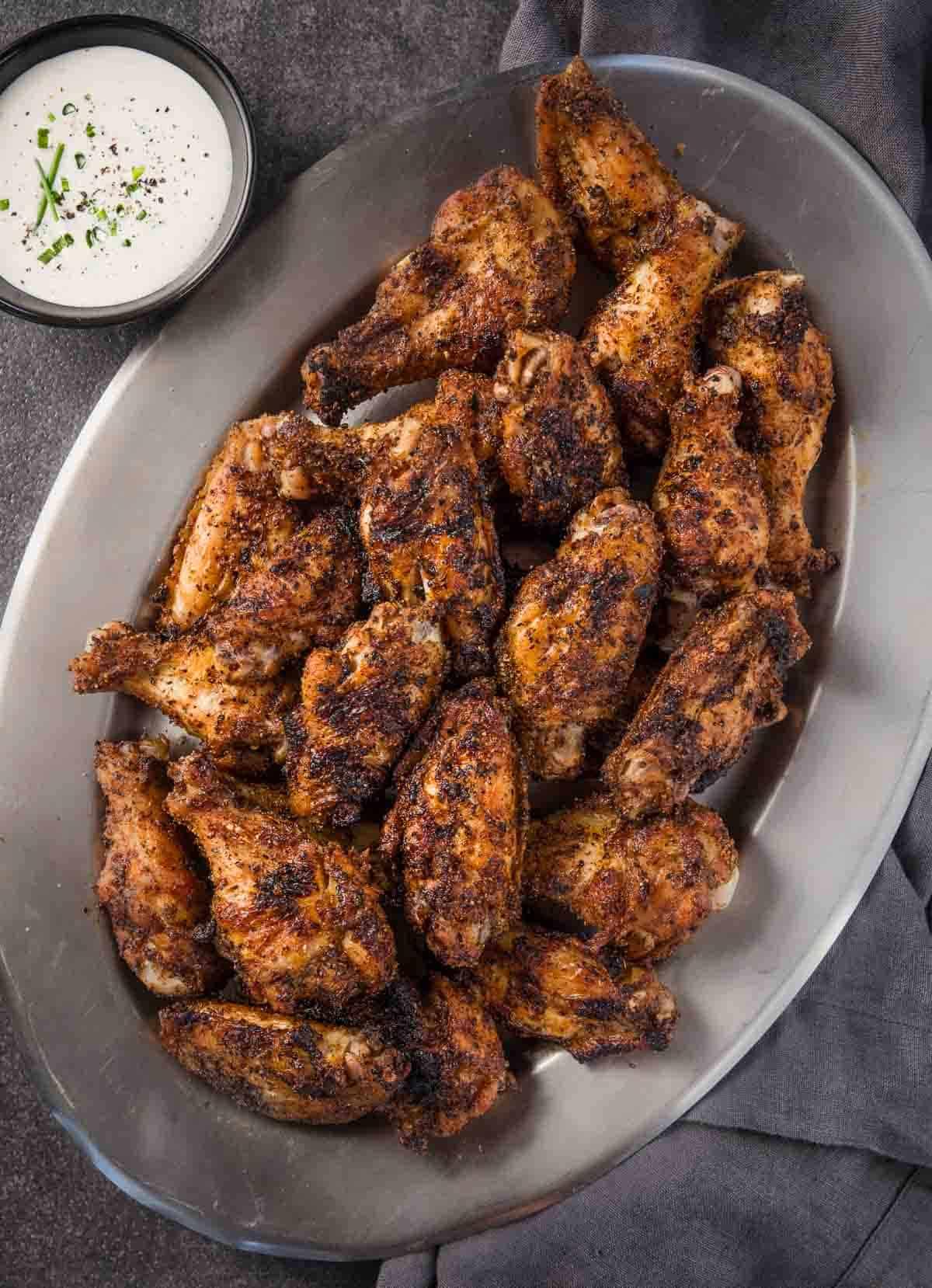 top view of the chef preparing the dry rub for the wings