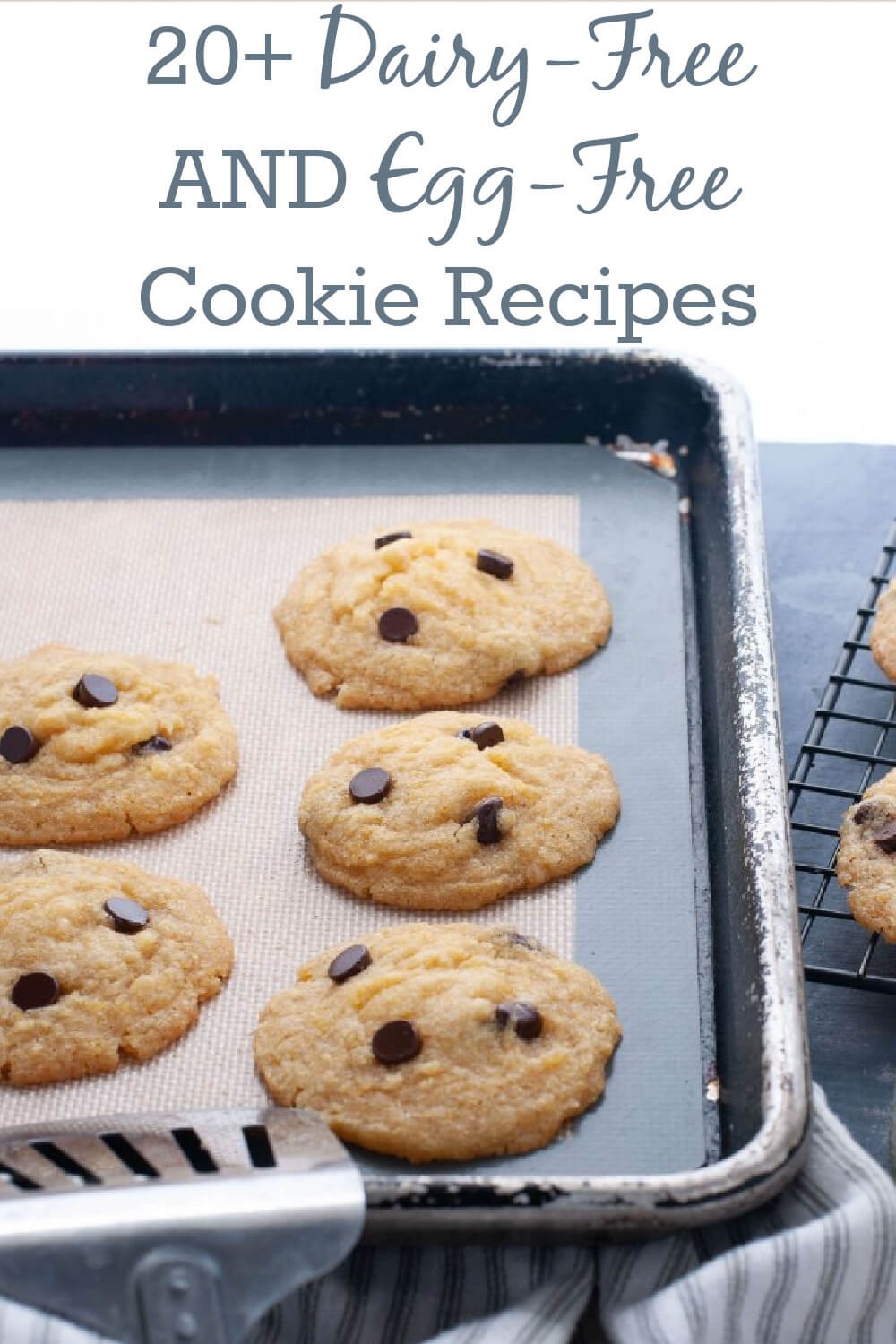 Delicious dairy-free and egg-free cookies on a baking sheet