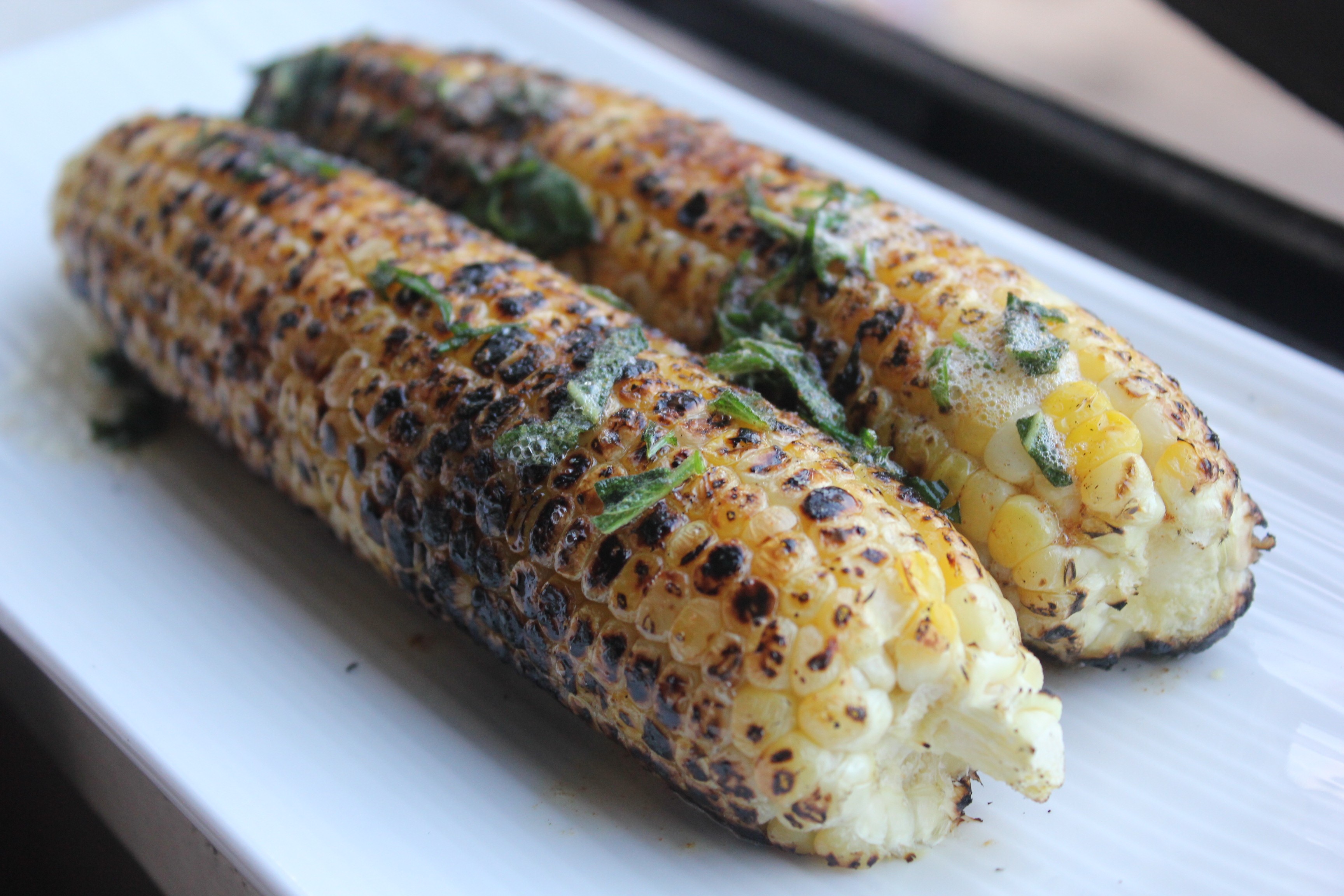 grilled corn brushed with brown butter and sage