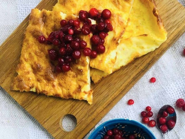 Nordic kitchen with homemade lingonberry jam and freshly baked flatbreads