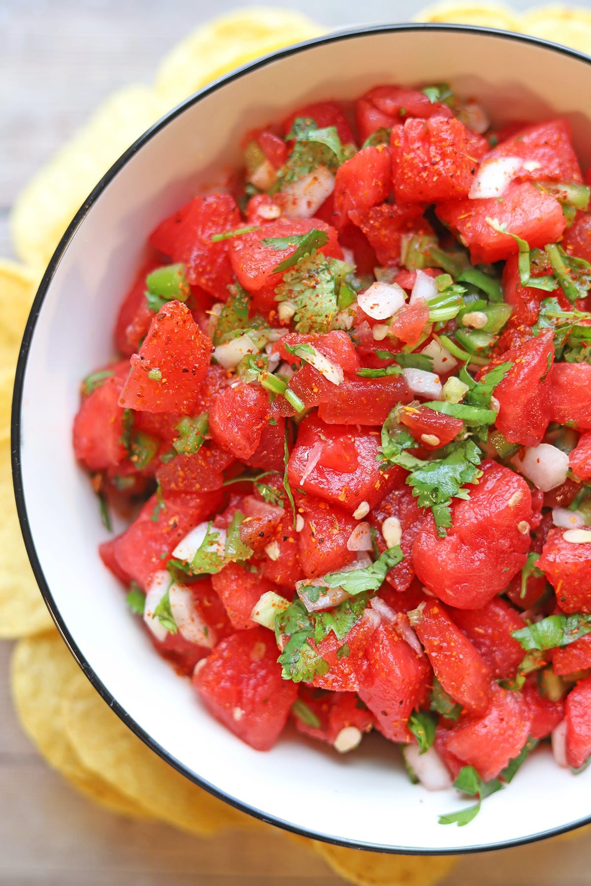 spicy watermelon and black bean salsa with cilantro lime