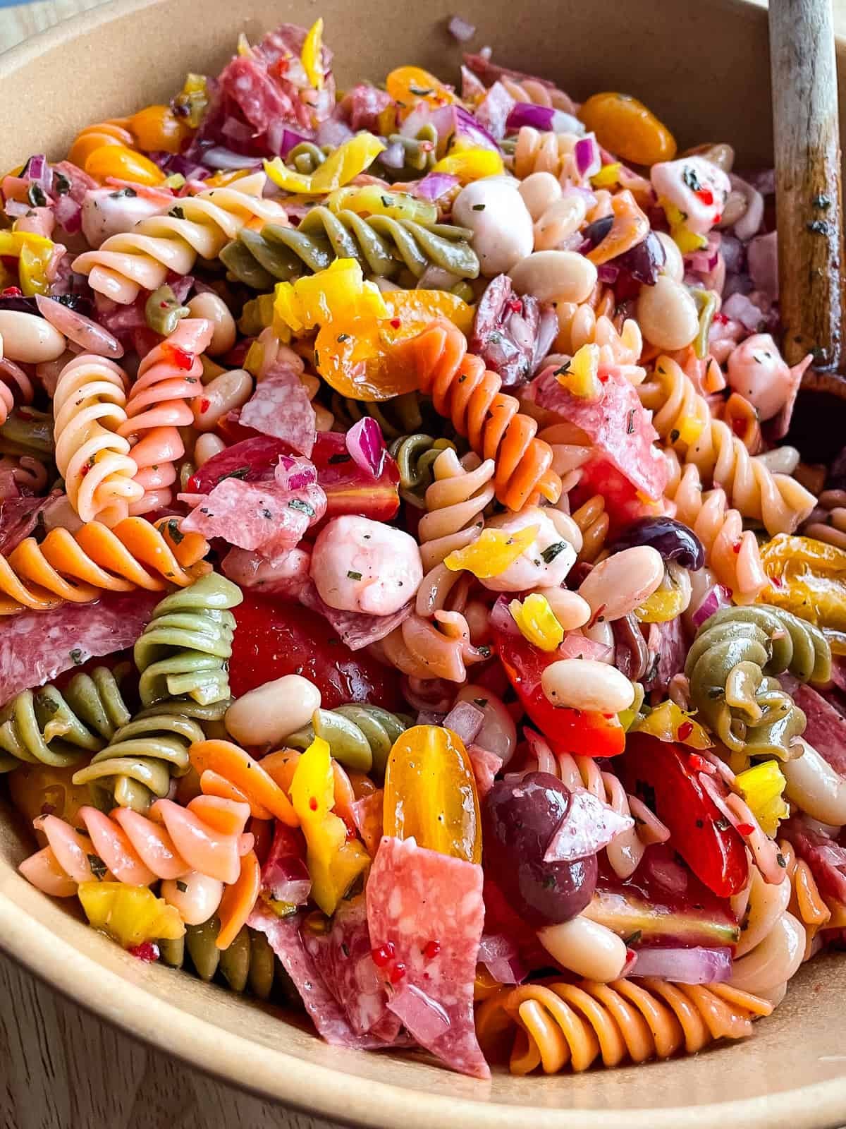 Antipasto Pasta Salad in a bowl